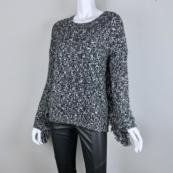 {Michael Stars} Fringe-Sleeve Wool-Blend Pullover - Picture 5 of 8
